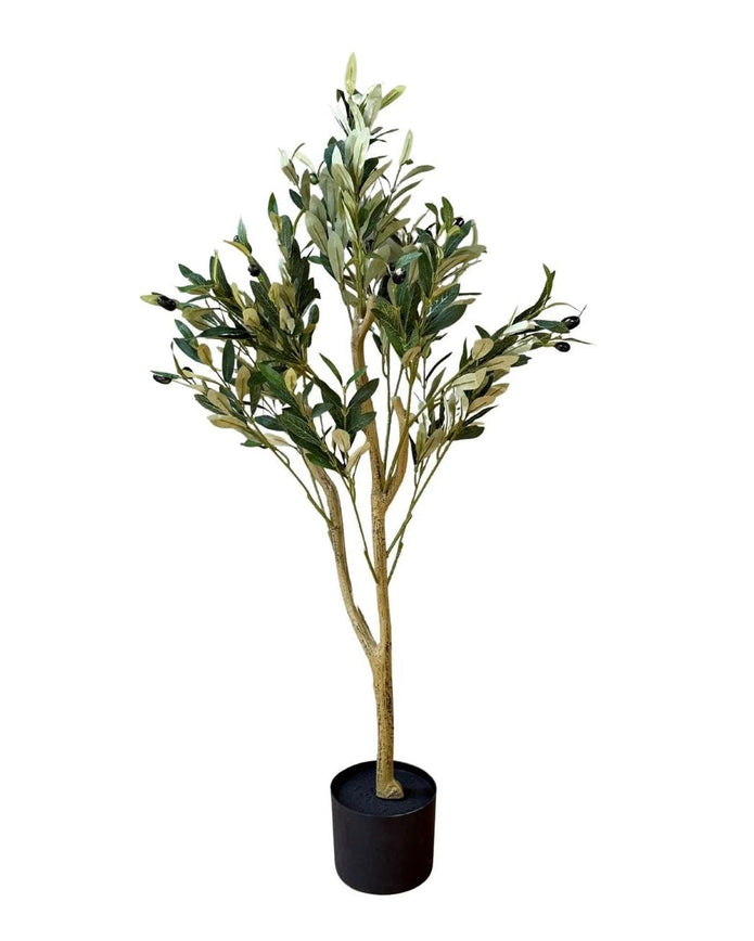 Medium artificial faux olive tree from Hill Interiors, Calabria style, showcasing realistic green leaves and a sturdy trunk.