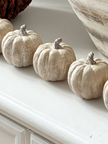 Wooden Carved Ceramic Pumpkin Small