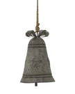 Rustic metal hanging Christmas bell with a decorative bow, perfect for holiday decor from Hill Interiors.