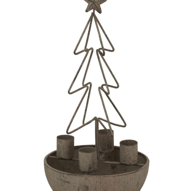 Rustic outline tree and star candle holders for Christmas decor by Hill Interiors, featuring a charming wooden design.