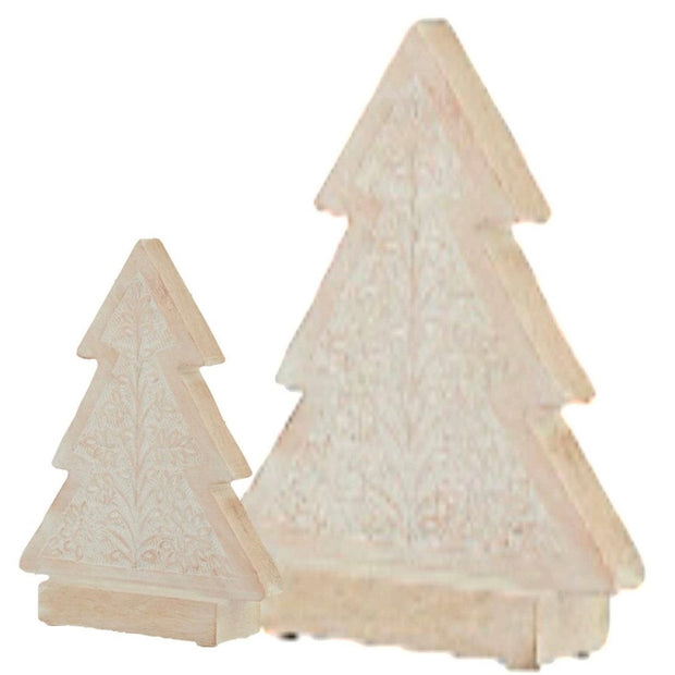 Whitewashed wooden Christmas tree from Hill Interiors' collection, featuring a rustic, festive holiday decor piece.