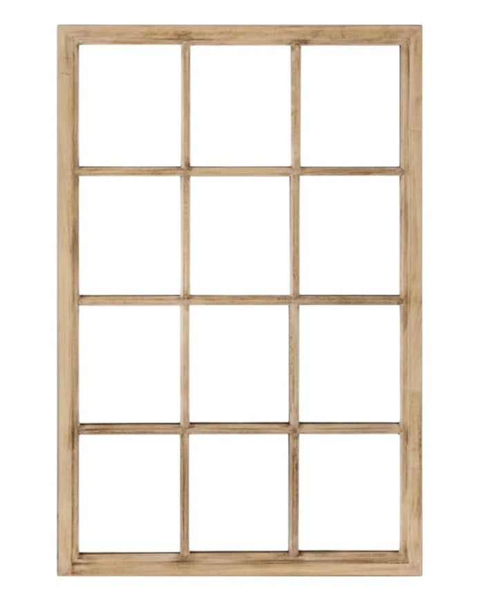 Wooden Courtney Paned Mirror by Hill Interiors, featuring a classic wooden frame with multiple glass panes and a vintage-inspired design.