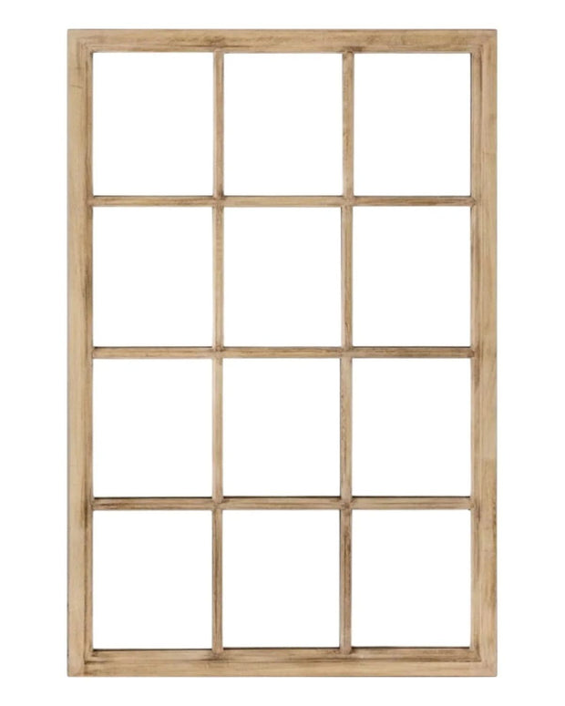 Wooden Courtney Paned Mirror by Hill Interiors, featuring a classic wooden frame with multiple glass panes and a vintage-inspired design.