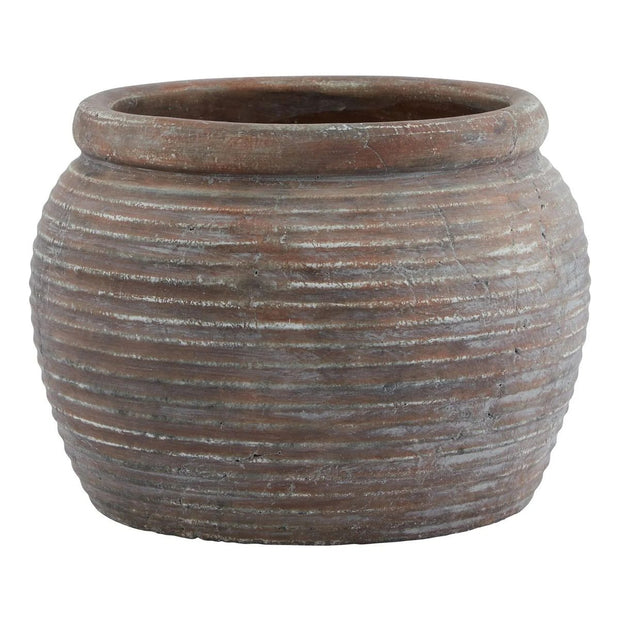 Siena Brown Diameter Rimmed Plant Pot by Hill Interiors, stylish home decor container for indoor plants.
