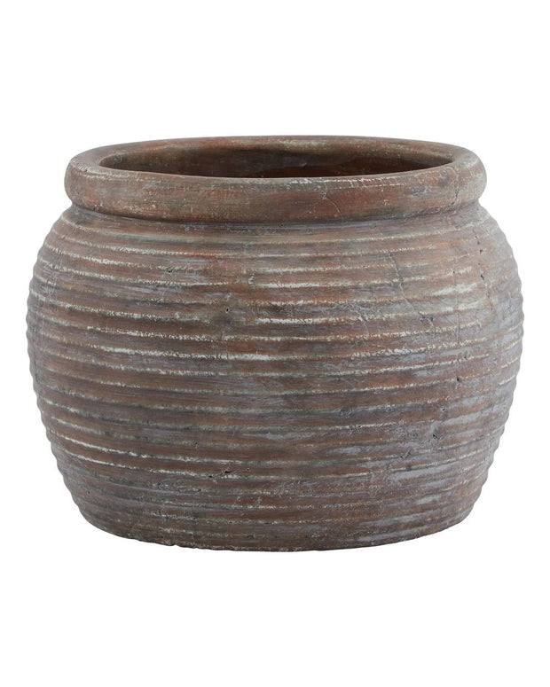 Siena Brown Diameter Rimmed Plant Pot by Hill Interiors, stylish home decor container for indoor plants.