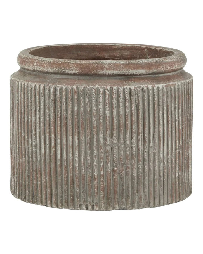 Siena matte brown stone Dolly plant pot by Hill Interiors, stylish home decor for indoor plants or small outdoor gardens.