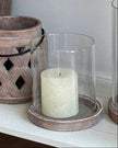 Siena Matt Brown Stone Lattice Hurricane Lantern for home decor, featuring a sturdy design with intricate lattice pattern.