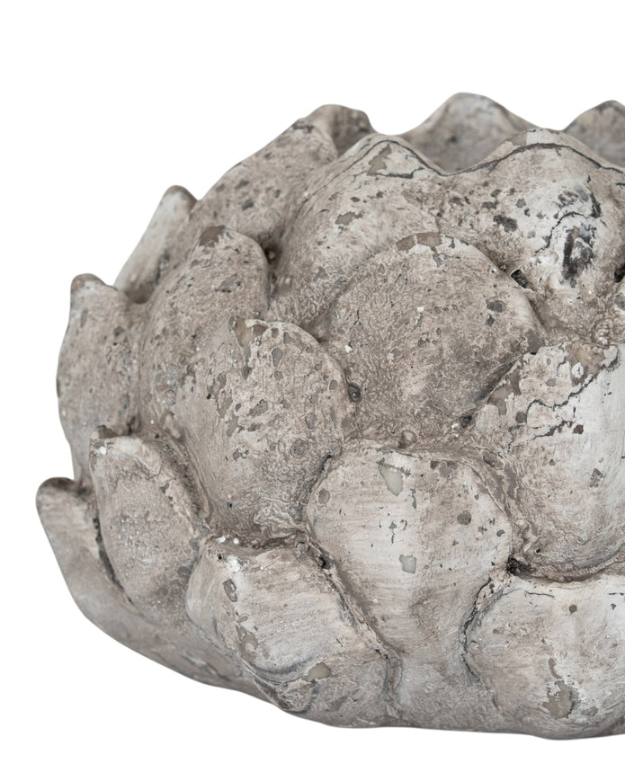 Stone concrete Artichoke tealight candle holder by Hill Interiors, decorative home decor piece with an artichoke design.