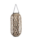 Tall natural rattan wicker garden candle lantern for home decor, featuring a spacious design with a candle holder inside.