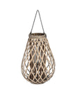 Natural rattan wicker bulbous garden candle lantern for outdoor home decor, by Hill Interiors.