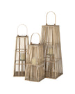 Natural rattan wicker silo garden candle lantern for home decor, featuring a rustic design and open top for candle placement.