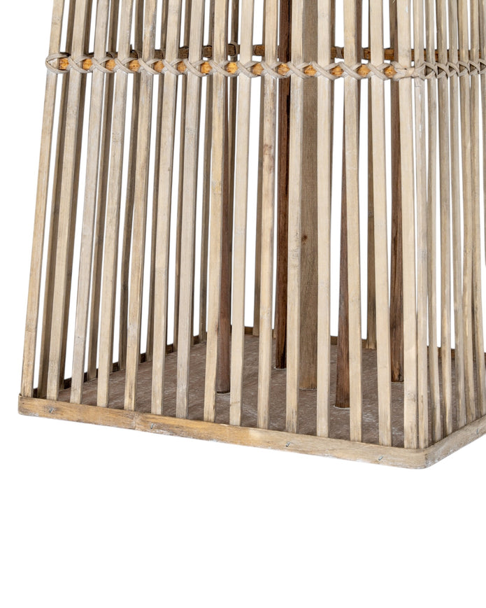 Natural rattan wicker silo garden candle lantern for home decor, featuring a rustic design with a handle and open top.