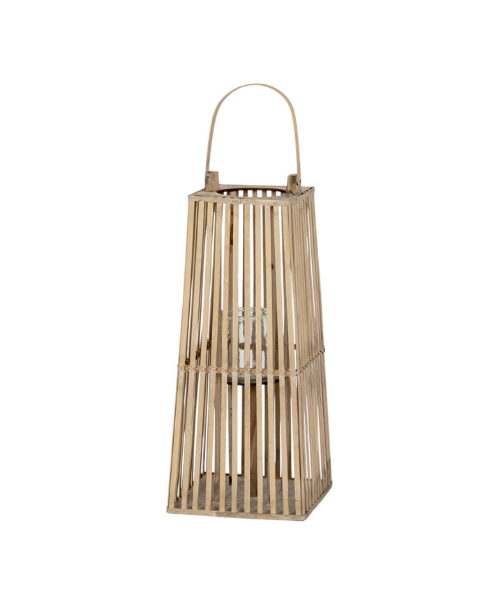 Natural rattan wicker silo garden candle lantern for home decor, featuring a rustic design with a candle inside.
