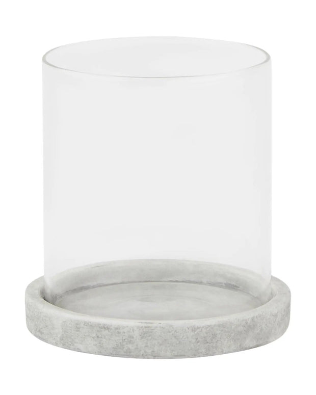 Athena Stone natural hurricane candle lantern from Hill Interiors, decorative home decor with a rustic stone finish and glass enclosure.
