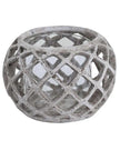 Round stone effect lattice hurricane lantern by Hill Interiors, perfect for home decor and candle display.