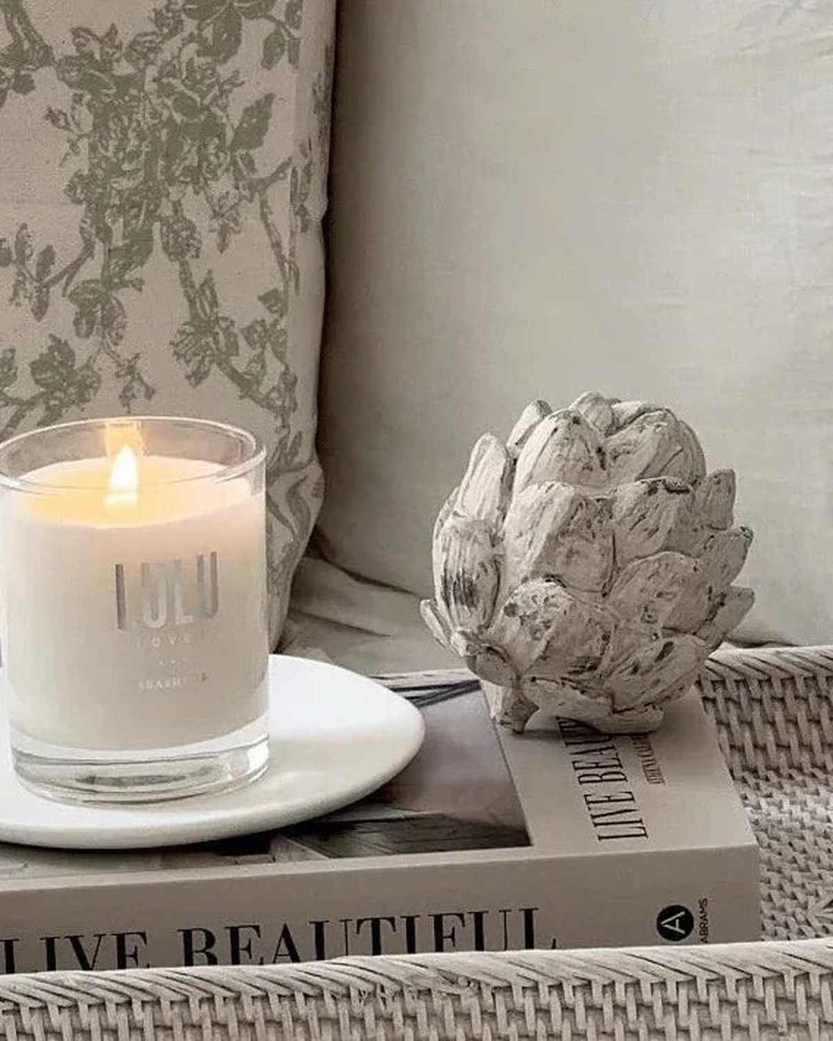 Small stone concrete decorative artichoke from Hill Interiors, ideal as elegant home decor piece.