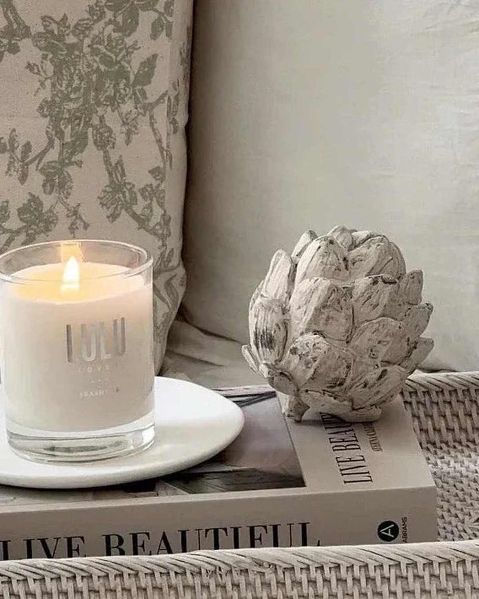 Small stone concrete decorative artichoke from Hill Interiors, ideal as elegant home decor piece.