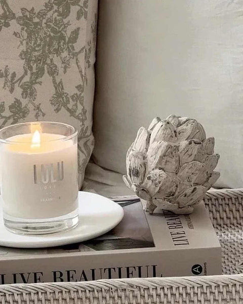 Small stone concrete decorative artichoke from Hill Interiors, ideal as elegant home decor piece.