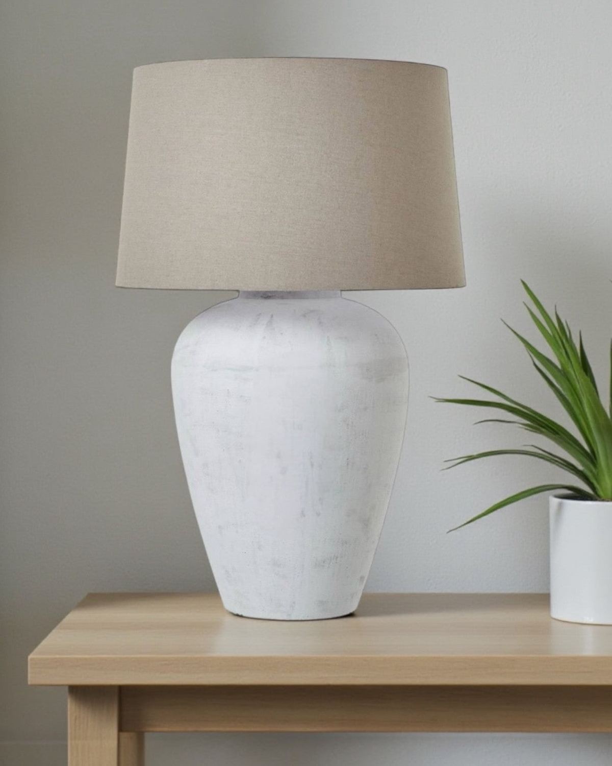 Athena Extra Large Ribbed Stone Lamp by Hill Interiors, 82cm tall, with a textured ribbed design and elegant lighting appearance.