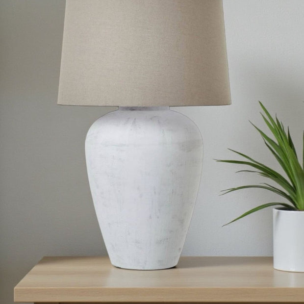 Athena Extra Large Ribbed Stone Lamp by Hill Interiors, 82cm tall, with a textured ribbed design and elegant lighting appearance.