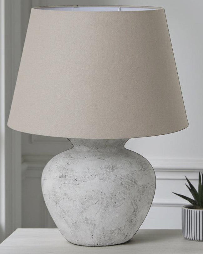 Darcy Natural Stone Round Lamp by Hill Interiors, 63cm tall lighting fixture with a smooth round stone design.