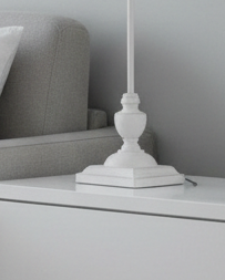 Symi Slim White Wooden Lamp by Hill Interiors, modern 45cm lighting fixture with sleek wooden design and slim profile.