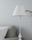 Symi Slim White Wooden Lamp by Hill Interiors, 45cm tall lighting fixture with sleek wooden design and modern style.