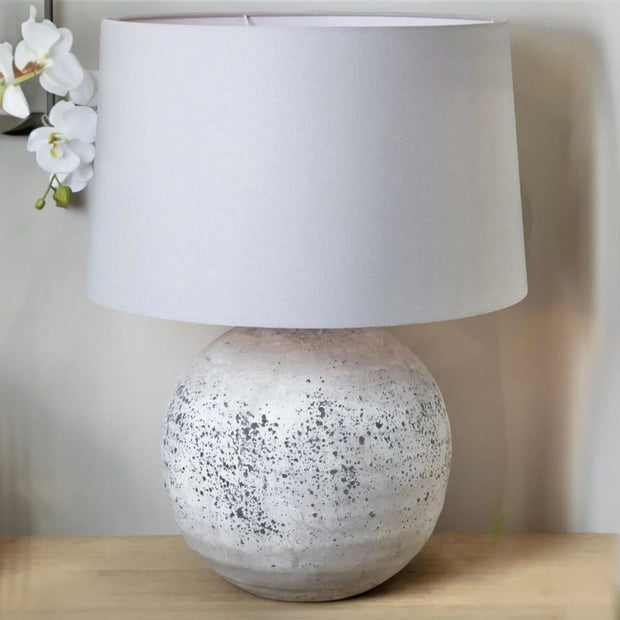 Large Tiber Stone Ceramic Lamp by Hill Interiors with speckled textured finish, 72cm tall, ideal for stylish lighting.