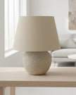 Tuscan Neutral Stone Lamp by Hill Interiors, 40cm tall, decorative lighting with neutral stone finish and classic design.
