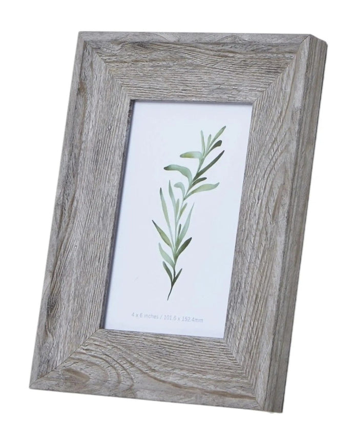 Neutral wooden photo frame with a wide border, perfect for 4x6 photos, by Hill Interiors.