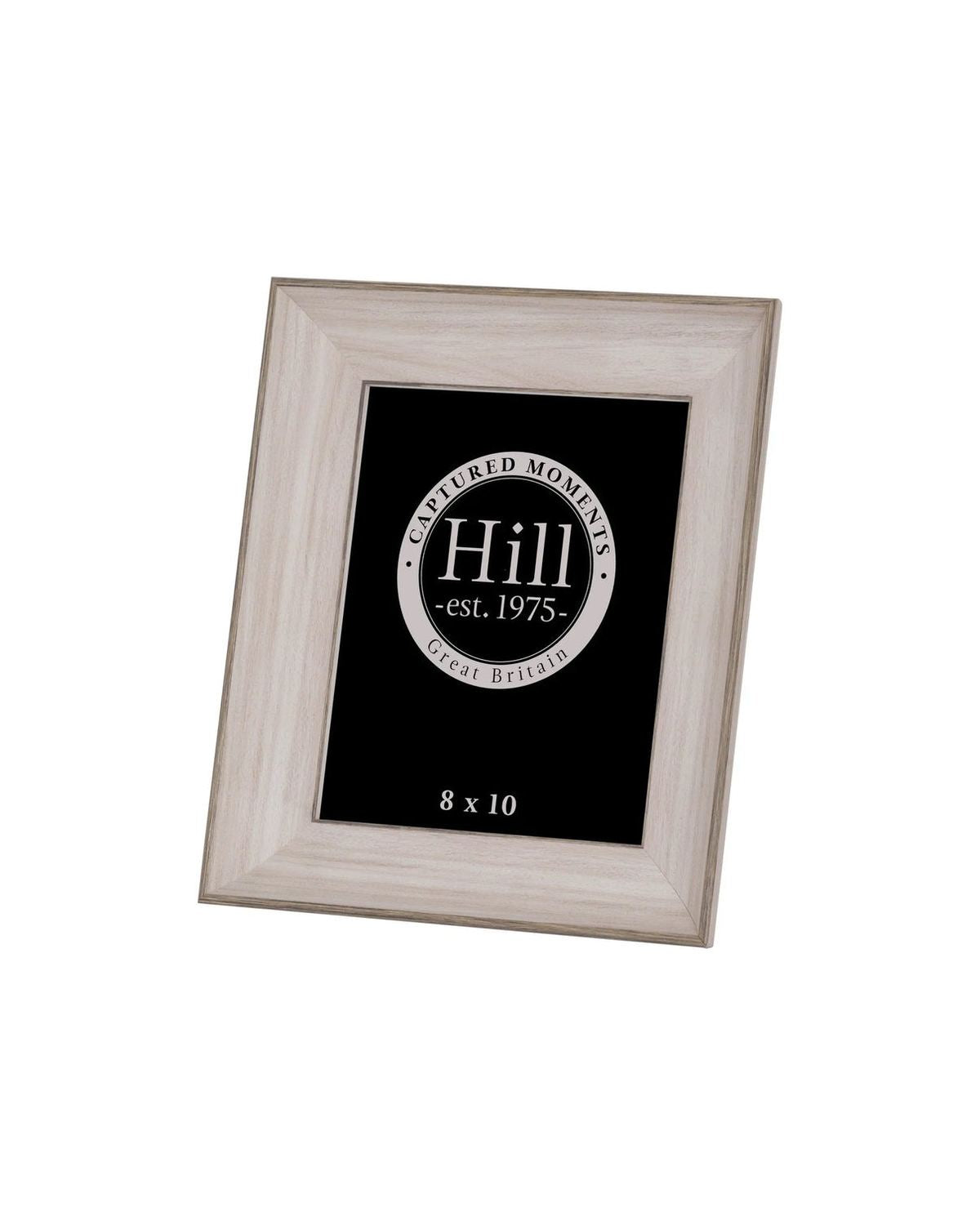 White washed wood 8x10 photo frame from Hill Interiors, showcasing a classic rectangular picture frame design.
