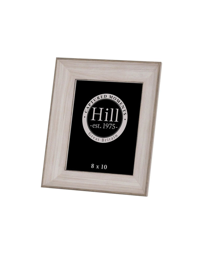 White washed wood 8x10 photo frame from Hill Interiors, showcasing a classic rectangular picture frame design.