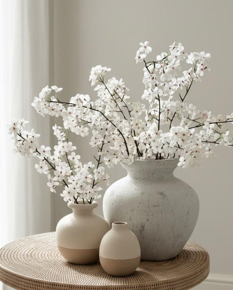 Large Darcy Stone vase by Hill Interiors, featuring a textured stone finish and elegant shape, perfect for decorative floral displays.