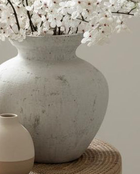 Large Darcy Stone Vase by Hill Interiors, showcasing a tall, elegant stone-colored ceramic vase with a smooth finish.