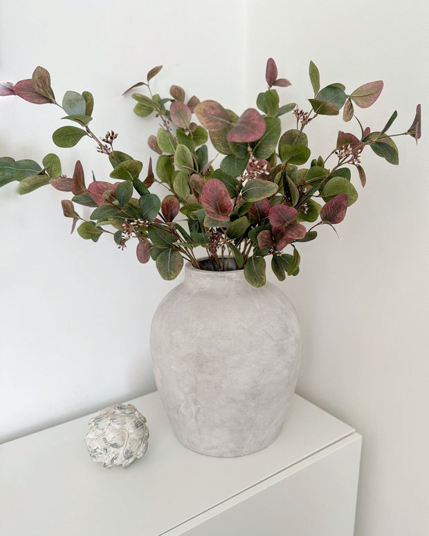 Stone Darcy urn vase by Hill Interiors, elegant ceramic vase with classic urn shape and textured stone finish.