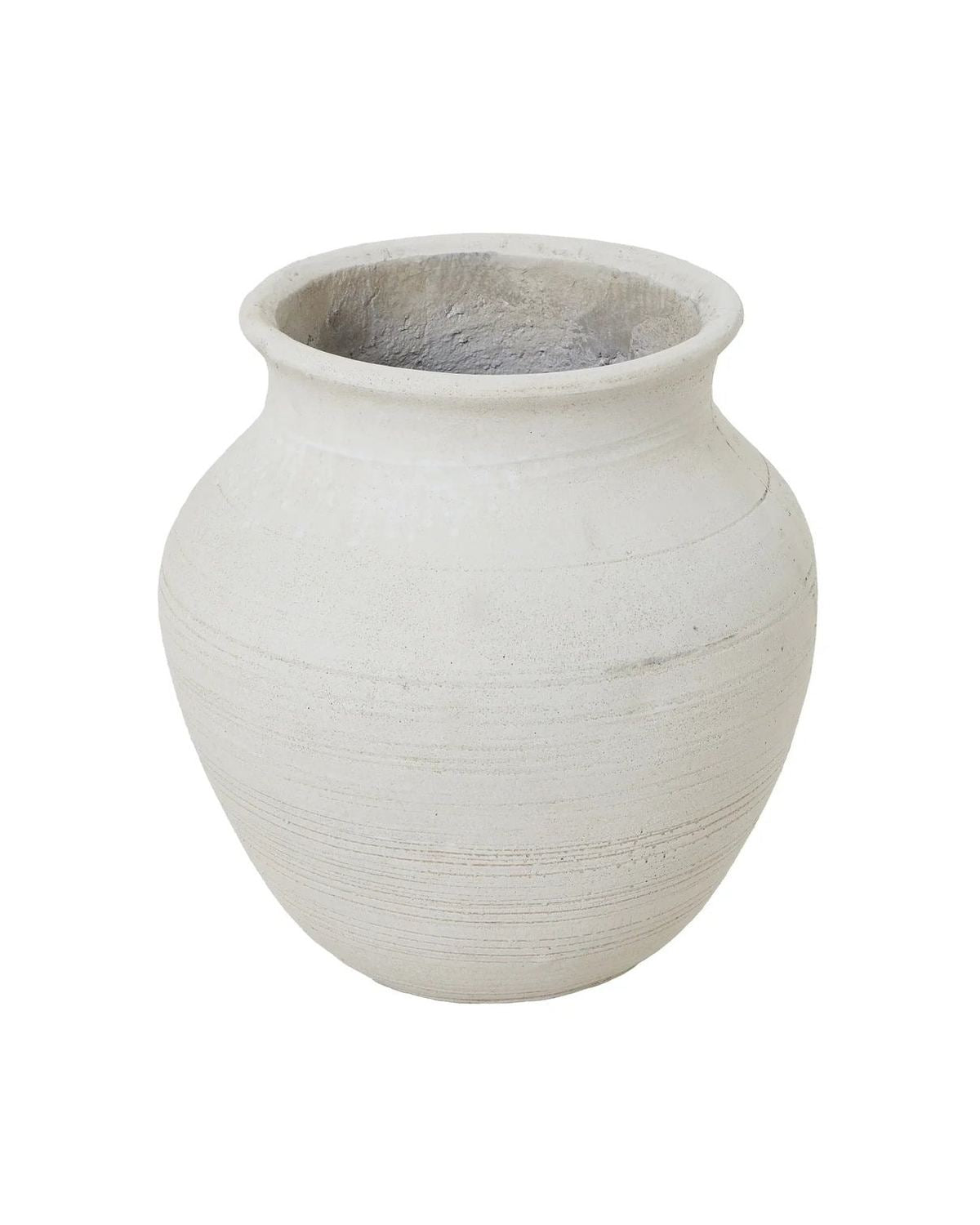 Hellenic medium Lyme white ceramic planter pot by Hill Interiors, featuring a classic vase shape with decorative detailing.