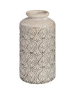 Large beige ceramic vase with black geometric patterns, designed by Hill Interiors, perfect for decorative home accents.
