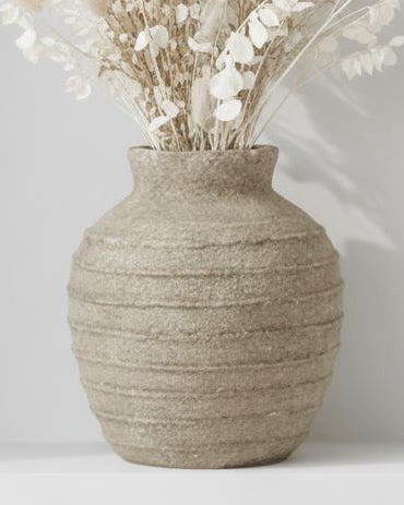 Medium Tuscan Grey Vase by Hill Interiors, showcasing a stylish ceramic vase with a textured grey finish.