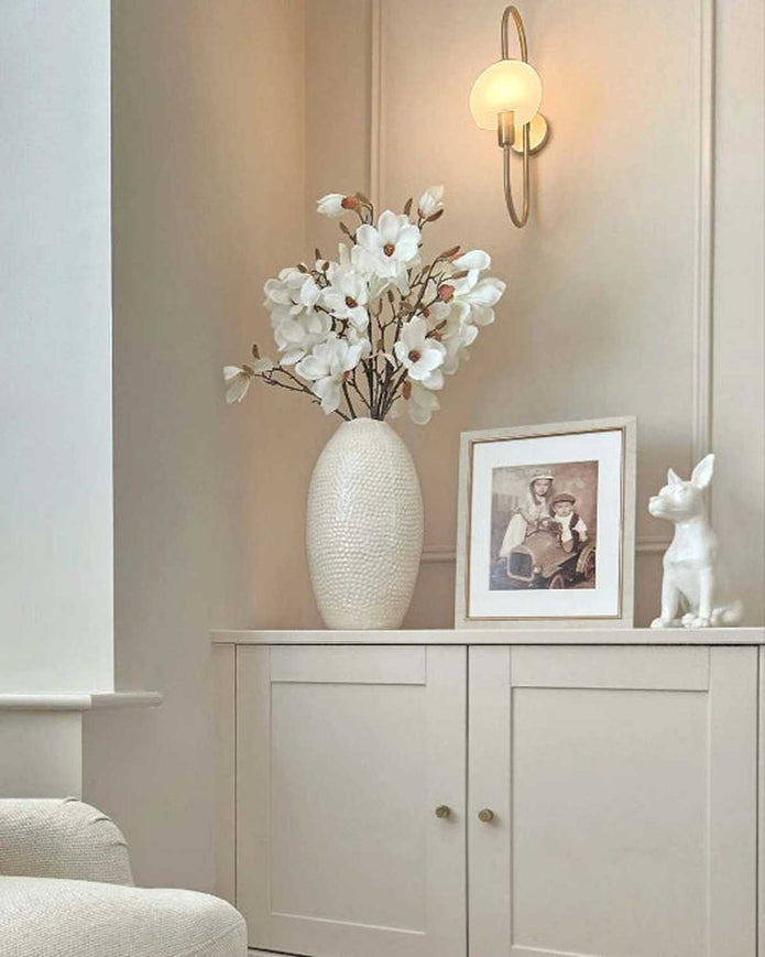 Zaffera Ivory tall textured vase from Hill Interiors, showcasing a sleek ceramic design with a textured surface.