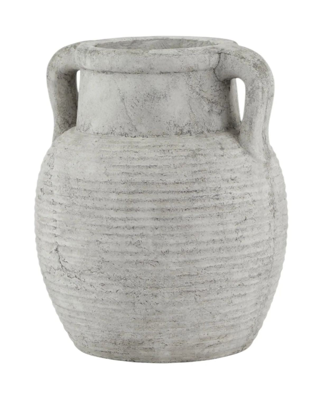 Neutral stone Athena Amphora Vase by Hill Interiors, featuring a classic ceramic design with a wide body and narrow neck.
