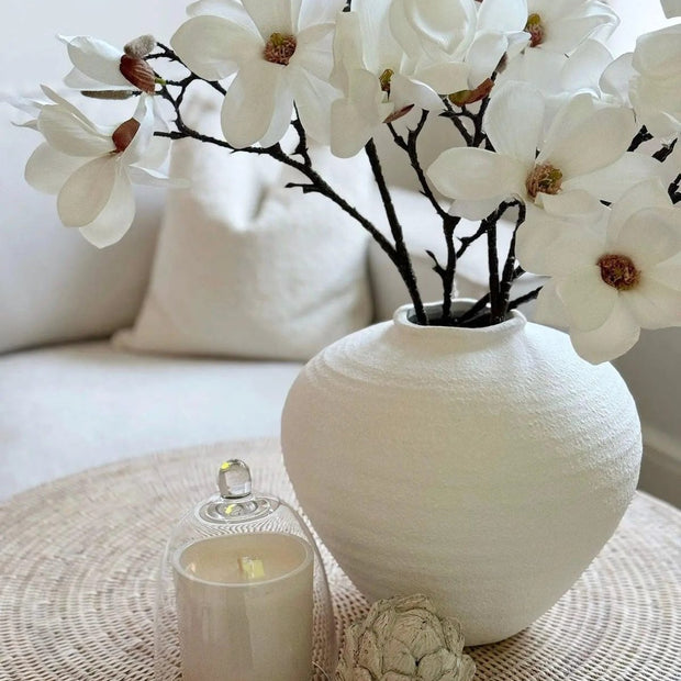 White stone vase from Hill Interiors Regola collection, medium size, elegant matte finish, perfect for home decor.