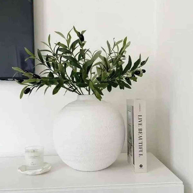 Medium Tiber Matt White Stone Vase by Hill Interiors, showcasing a modern, textured ceramic vase for home decor.