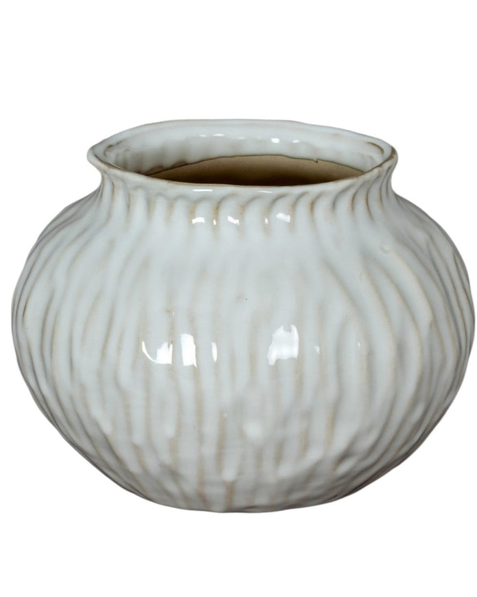 Numa round glazed vase by Hill Interiors, small ceramic vase with a glossy finish, perfect for decorative floral arrangements.