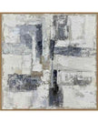 Blue and grey abstract fusion wooden framed wall art on canvas by Hill Interiors, medium-sized modern painting for home decor.