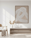 Neutral Lunora Line framed canvas print wall art by Hill Interiors, featuring abstract beige and gray tones for modern decor.