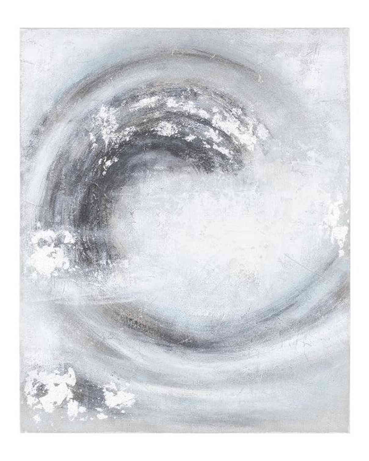 Sierra Silver and Grey hand-painted canvas wall art by Hill Interiors with abstract silver and grey brushstrokes.