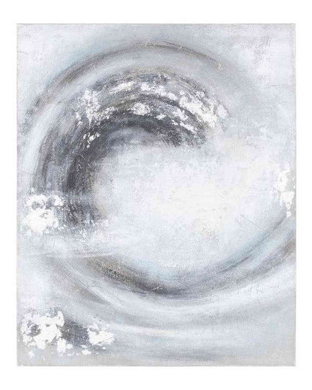 Sierra Silver and Grey hand-painted canvas wall art by Hill Interiors with abstract silver and grey brushstrokes.