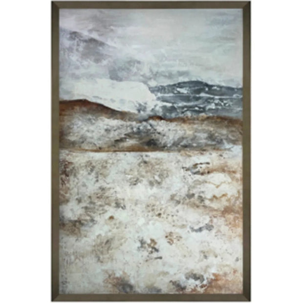 Hand-painted Vista canvas wall art in frame by Hill Interiors, featuring vibrant, artistic design for stylish home décor.