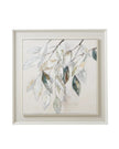 Wooden framed wall art painting on canvas featuring vibrant green leaves, by Hill Interiors.