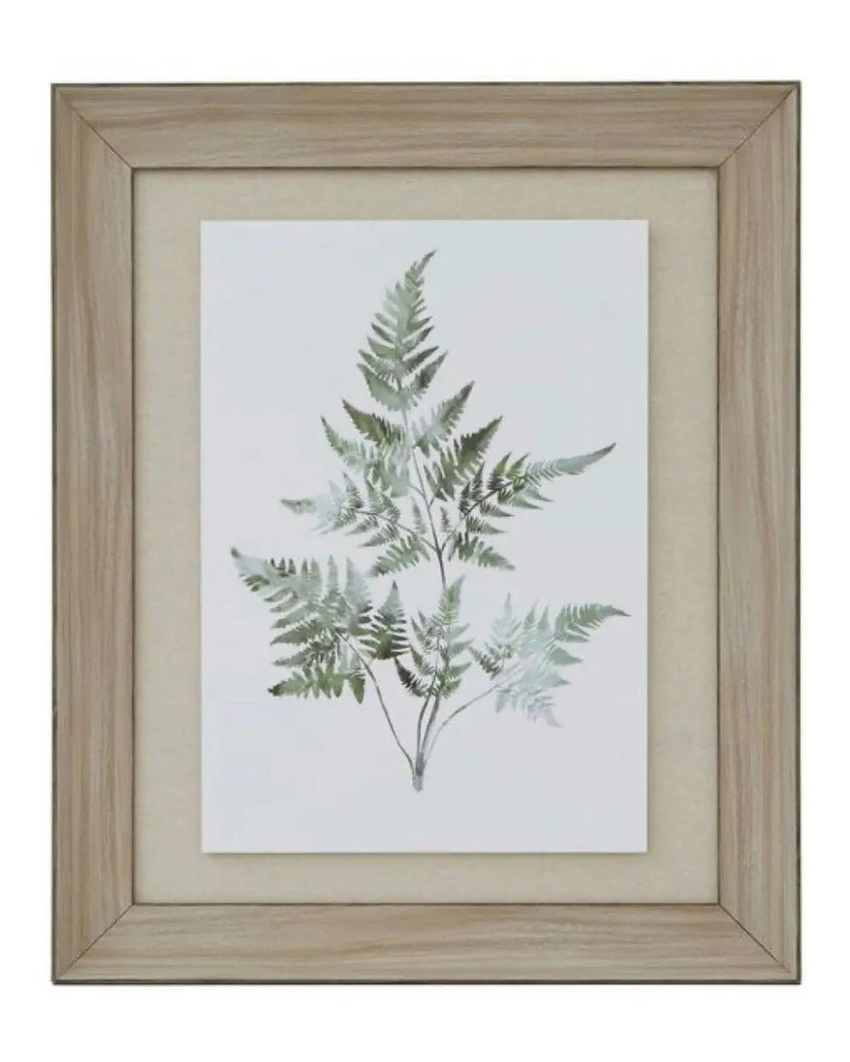 Wooden framed wall art print featuring green ferns, designed by Hill Interiors, ideal for nature-inspired home decor.